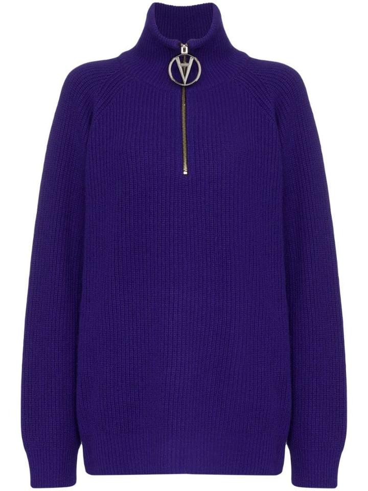 Filles A Papa Half-zip Ribbed Sweater - Blue