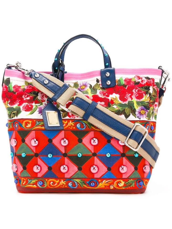 Dolce & Gabbana Mambo Print Shopper Tote, Women's, Cotton/leather