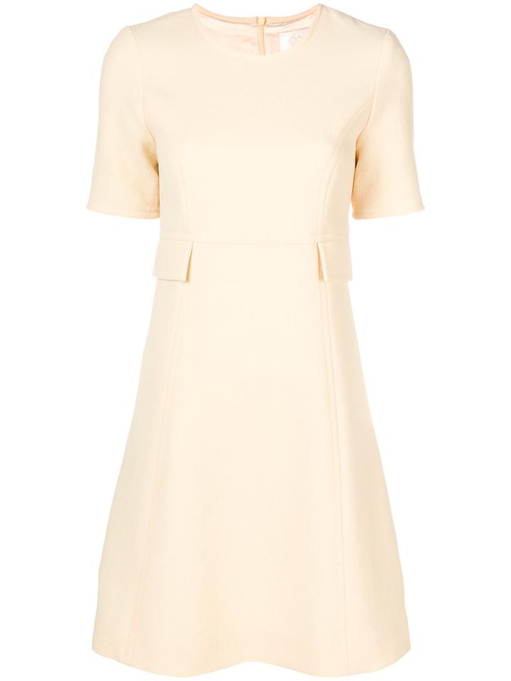 Goat Flap Pocket Shift Dress - Yellow & Orange