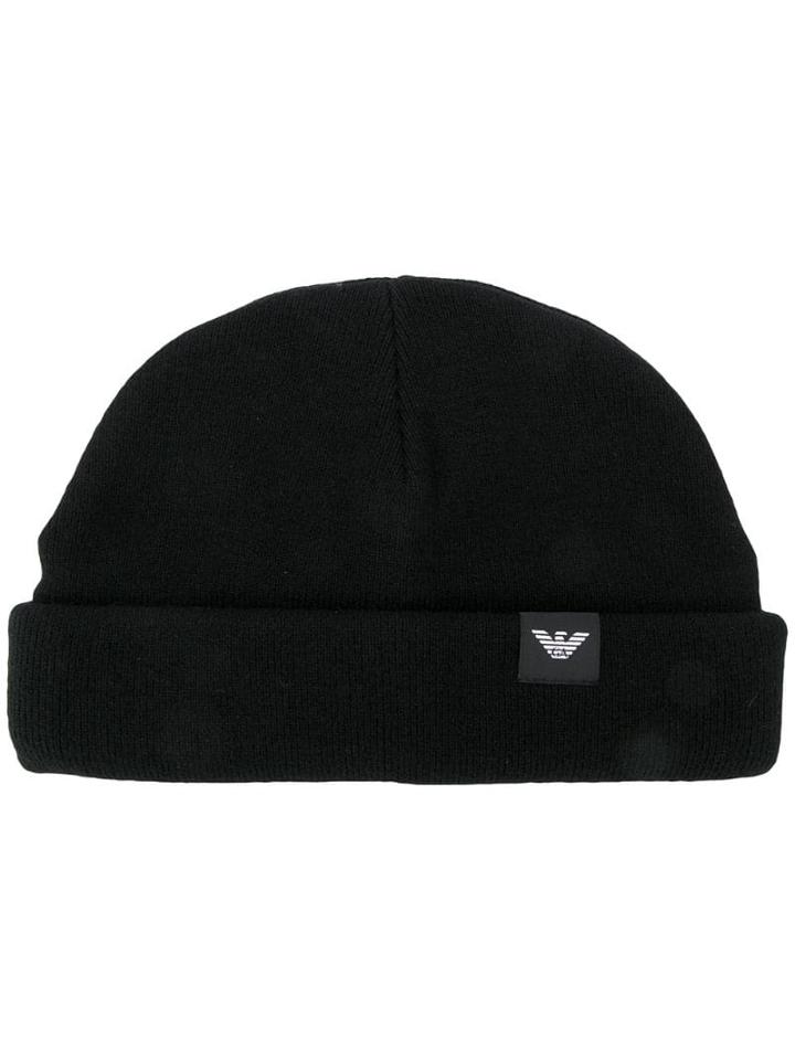 Emporio Armani Upturned Brim Beanie - Black