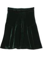 Burberry Kids Velvet Flared Skirt - Green