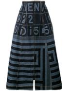 Fendi Denim Midi A-line Skirt - Blue