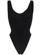 Hunza G Black Ribbed High Leg Swimsuit