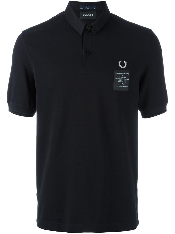 Fred Perry X Art Comes First 'woven Collar Pique' Polo Shirt, Men's, Size: 36, Blue, Cotton
