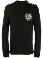 Balmain Embellished Logo Patch Knitted Jumper - Black
