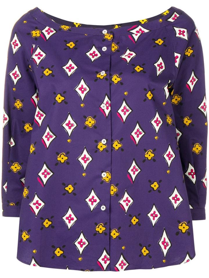 Aspesi Floral Diamond Print Blouse - Purple