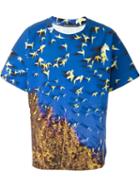 Issey Miyake Men Parrots T-shirt, Size: 3, Blue, Cotton/polyester/polyurethane