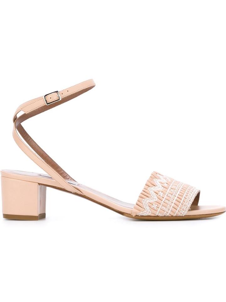 Tabitha Simmons Embroidered Block Heel Sandals