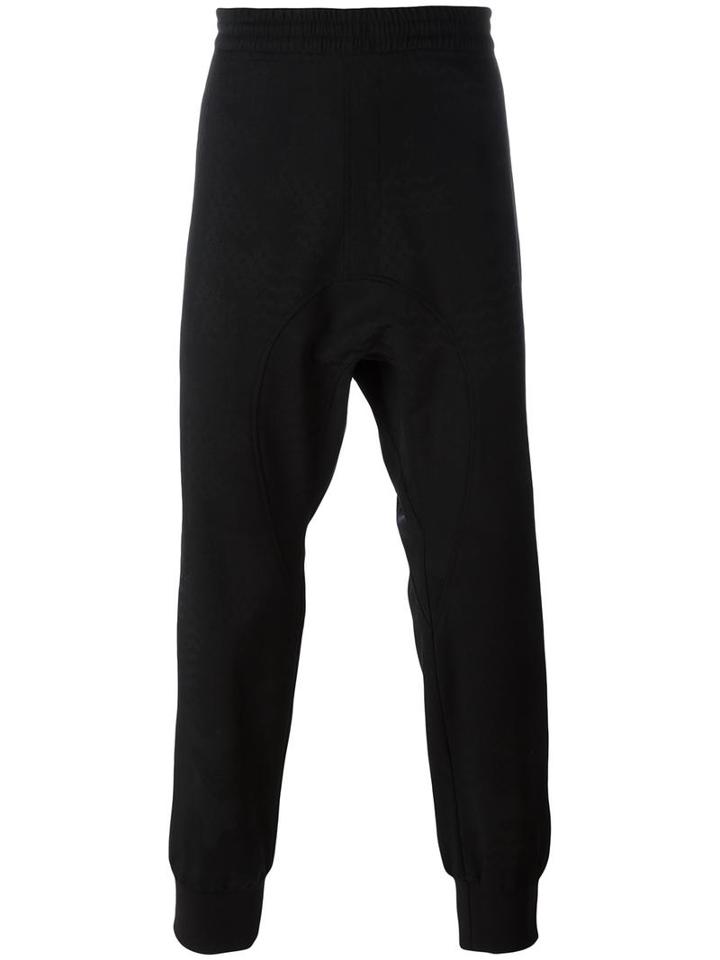 Neil Barrett Drop-crotch Track Pants, Men's, Size: 48, Black, Virgin Wool/spandex/elastane/cotton/polyamide