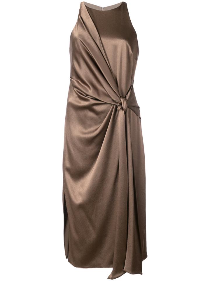 Halston Heritage Tie Knot Detail Dress - Brown