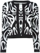Moschino All-over Peace Sign Cardigan, Women's, Size: 48, Black, Virgin Wool