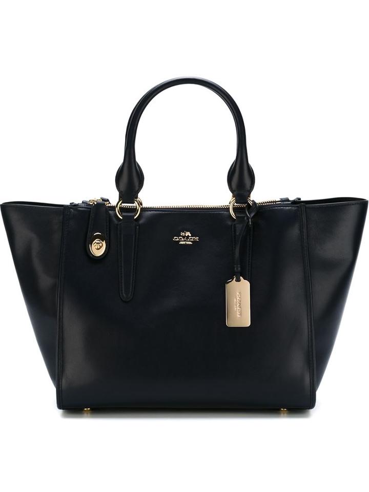 Coach Top Zip Tote, Women's, Blue, Leather