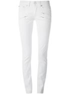 Pierre Balmain Zip Detail Skinny Jeans, Women's, Size: 25, White, Cotton/spandex/elastane
