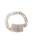 Maison Margiela Crystal Embellished Curb Chain Bracelet - Grey
