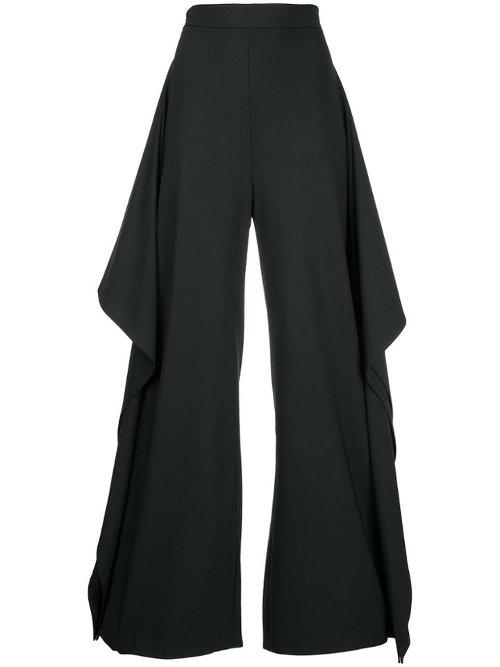 Taylor Frill Trim Palazzo Pants - Black