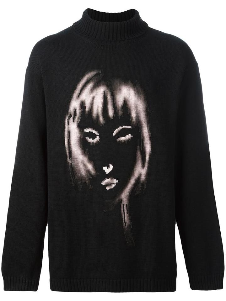 Yohji Yamamoto Face Jumper, Men's, Size: 40, Black, Cotton/wool