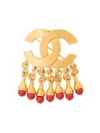 Chanel Vintage Fringed Logo Brooch - Metallic