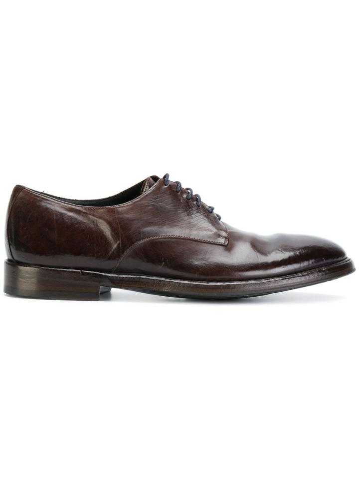 Alberto Fasciani Brushed Leather Derby Shoes - Brown