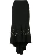 Christian Siriano Fitted Lace Panel Skirt - Black