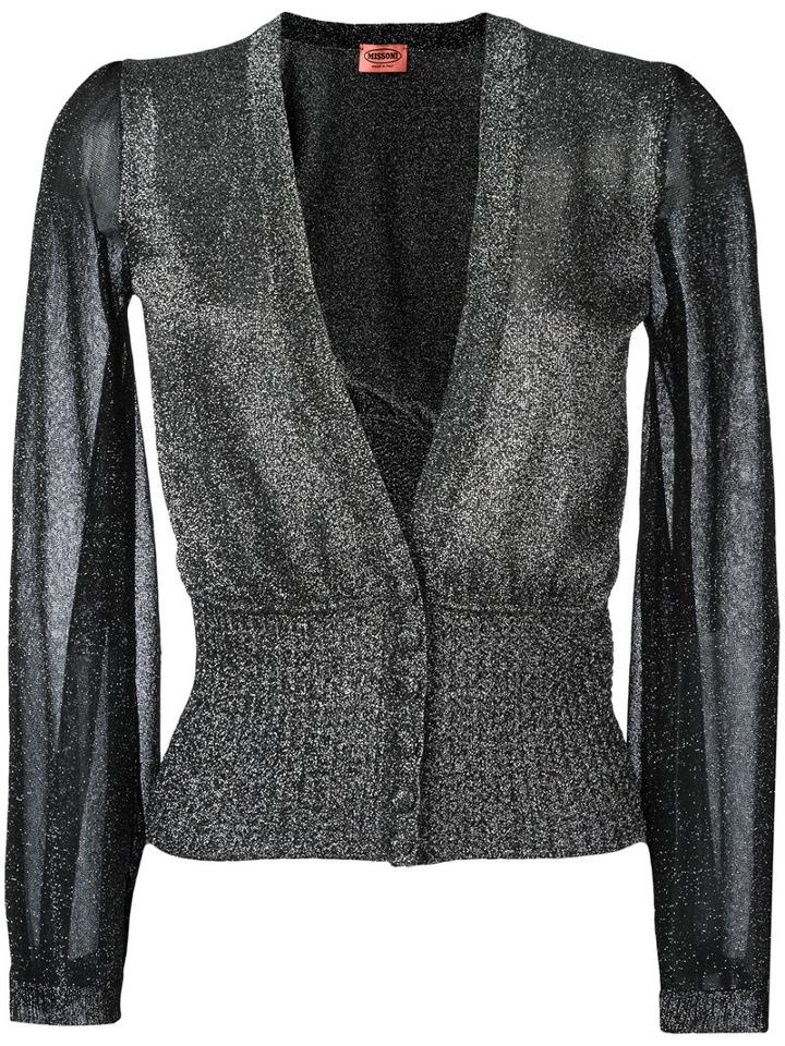 Missoni Fitted Waist Cardigan, Women's, Size: 38, Grey, Viscose/cupro/polyester