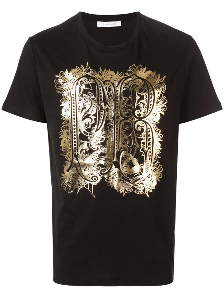 Pierre Balmain Ornate Logo T-shirt - Black