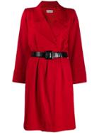 Yves Saint Laurent Vintage Belted Coat Dress - Red
