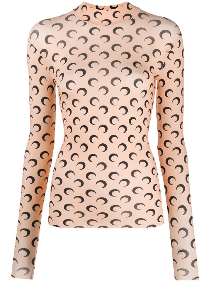 Marine Serre Moon Print Slim-fit Sweatshirt - Neutrals