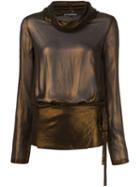Ann Demeulemeester Adjustable Pockets Sheer Blouse, Women's, Size: 38, Brown, Rayon