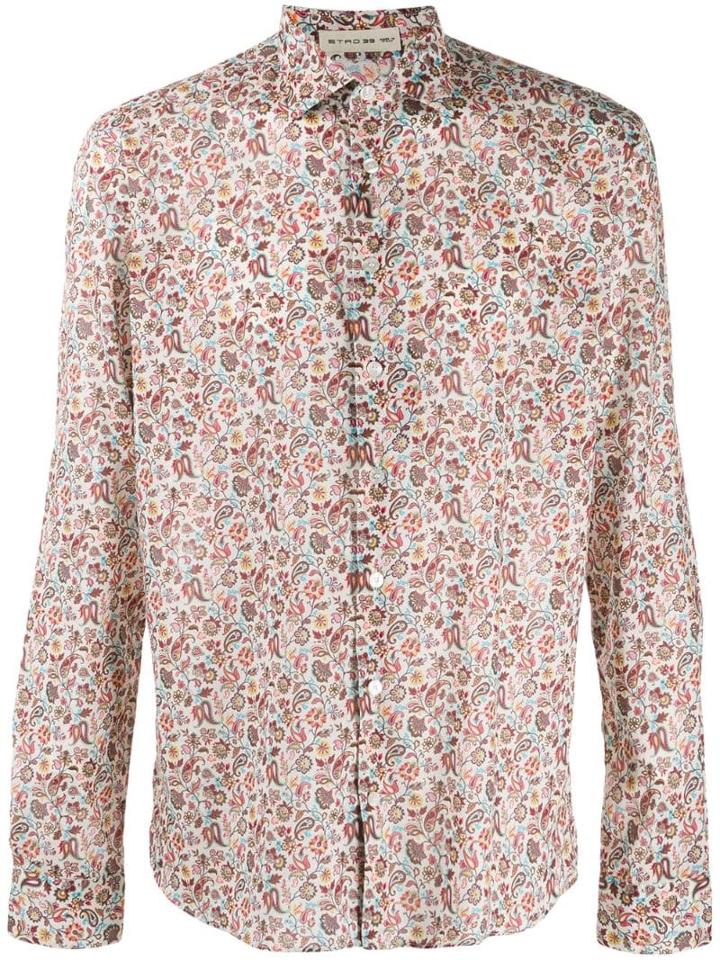 Etro Long Sleeved Cotton Shirt - Neutrals