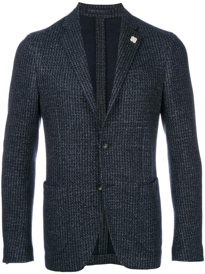 Lardini Dogtooth Two Button Blazer - Blue