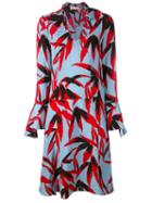 Marni Leaf-print Dress, Women's, Size: 44, Blue, Viscose