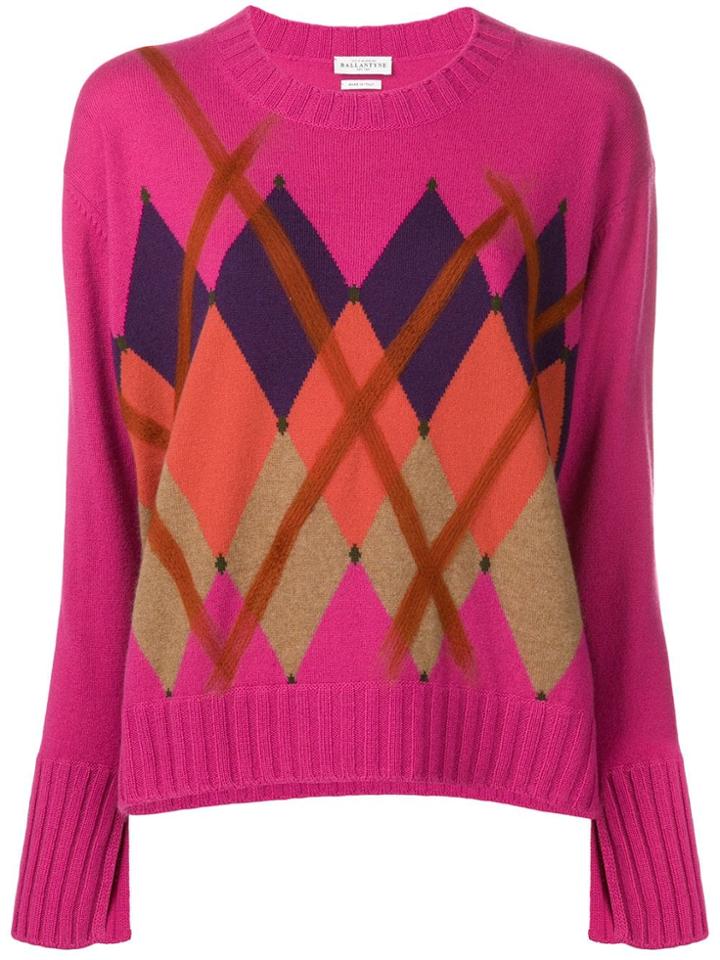 Ballantyne Argyle Jumper - Pink & Purple