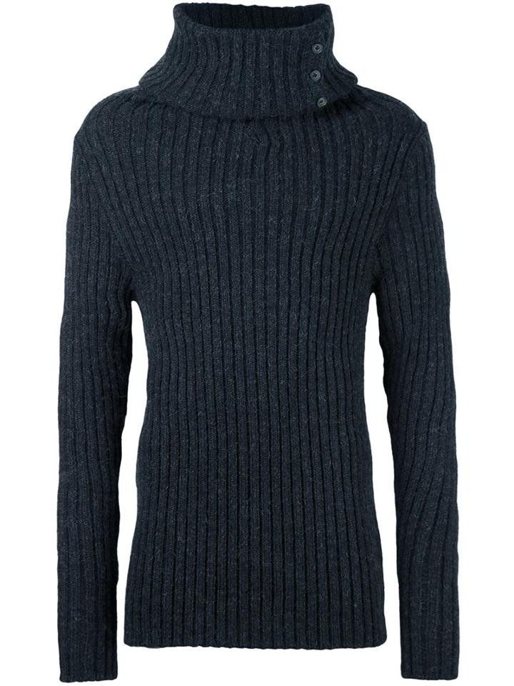 A New Cross High Roll Neck Jumper, Men's, Size: Medium, Grey, Rayon/alpaca