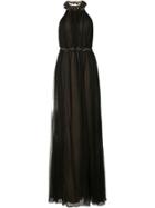 Marchesa Notte Beaded Halterneck Gown - Black