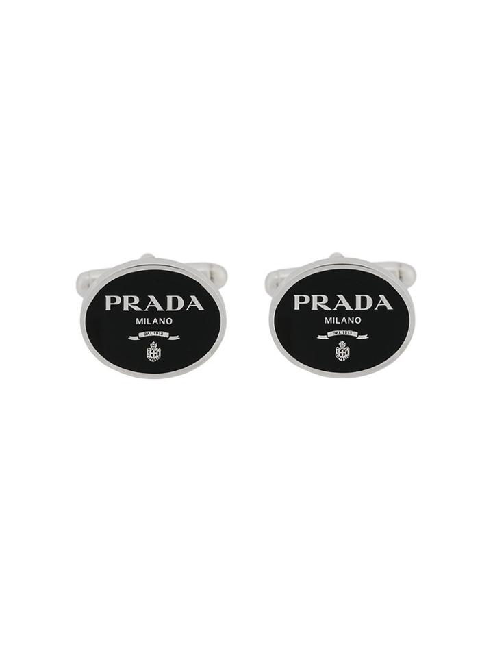 Prada Lettering Logo Cufflinks - Black
