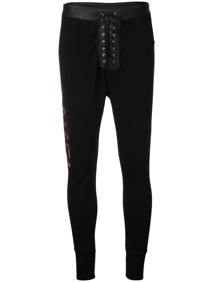 Unravel Project - Lace-up Leggings - Women - Cotton/leather/spandex/elastane - M, Women's, Black, Cotton/leather/spandex/elastane
