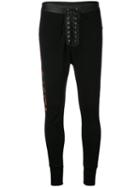 Unravel Project - Lace-up Leggings - Women - Cotton/leather/spandex/elastane - M, Women's, Black, Cotton/leather/spandex/elastane