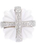 Francesco Demaria 18kt White Gold And Diamond Cross Ring, Women's, Size: 7, Grey