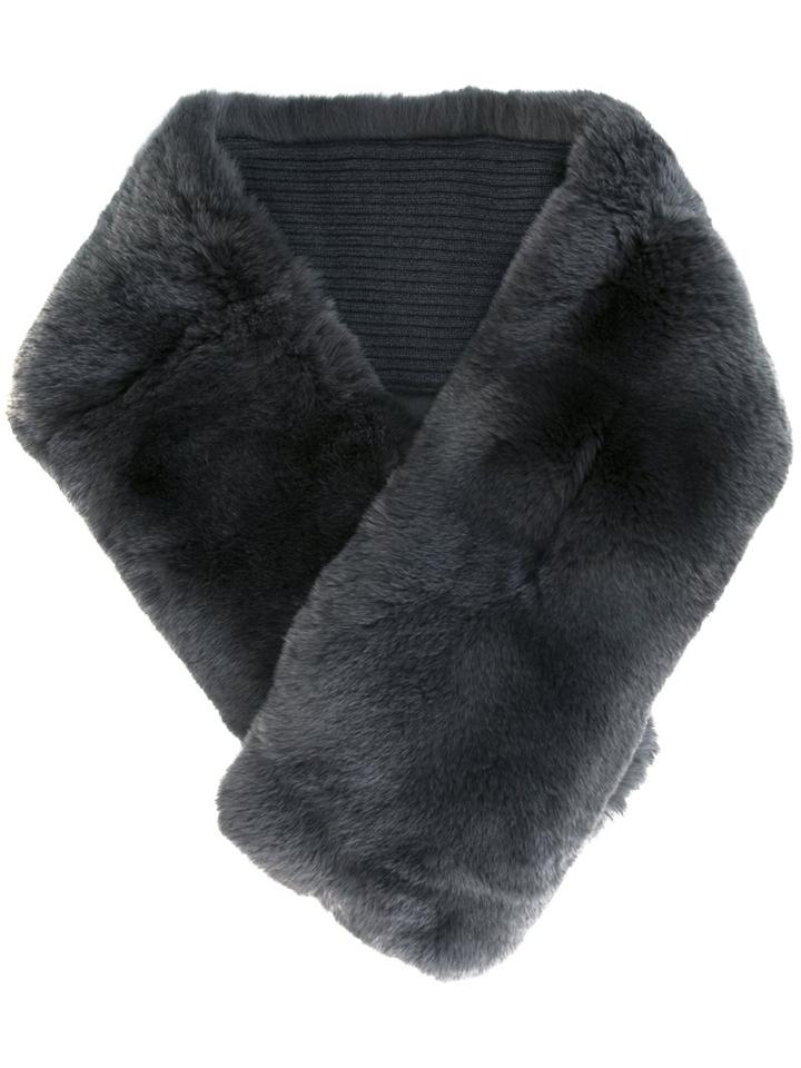 N.peal Rabbit Fur Neckwarmer, Women's, Grey, Rabbit Fur/cashmere