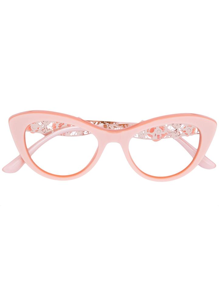 Dolce & Gabbana Eyewear Flower Embellished Cat Eye Glasses - Pink &
