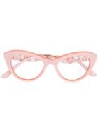 Dolce & Gabbana Eyewear Flower Embellished Cat Eye Glasses - Pink &