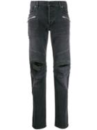Balmain Ripped Slim-fit Jeans - Black