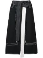 Derek Lam Belted Zip Up Skirt With Lace Inset - Black