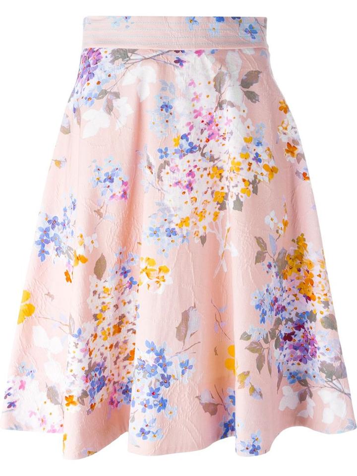 Blumarine Floral Print Skirt, Women's, Size: 42, Pink/purple, Cotton/polyamide