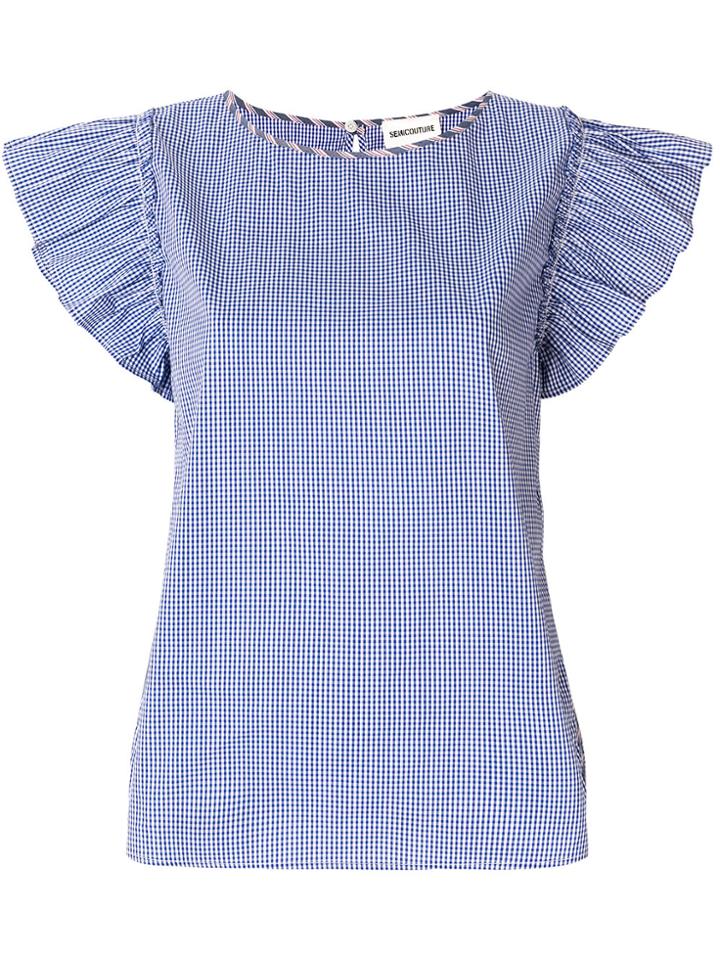 Semicouture Ruffled Sleeve Blouse - Blue