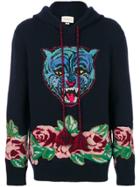 Gucci Angry Cat Knitted Hoodie - Blue