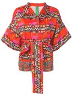 Rianna + Nina Printed Wide Sleeve Shirt - Red