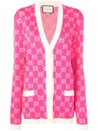 Gucci Gg Jacquard Logo Cardigan - Pink