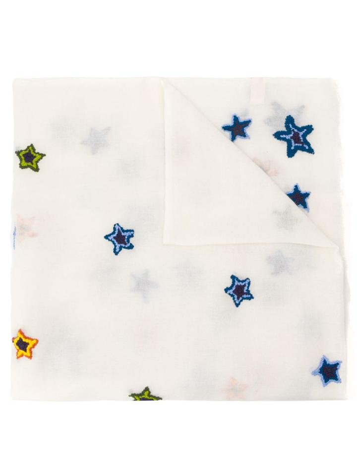 Altea Star Embroidered Frayed Edge Scarf - Neutrals