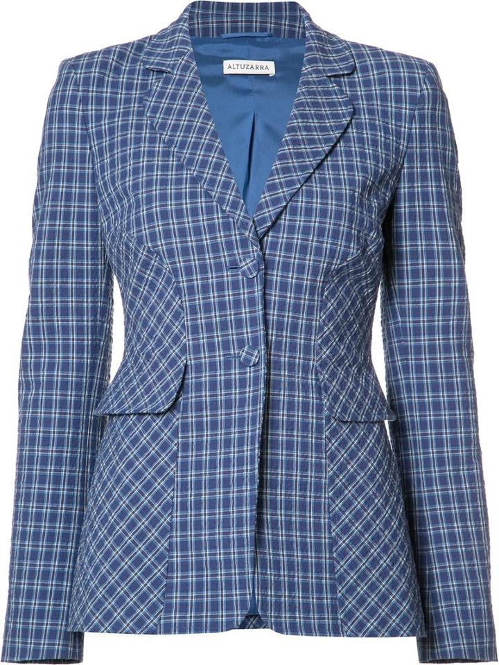 Altuzarra Checked Blazer, Women's, Size: 36, Blue, Cotton/spandex/elastane